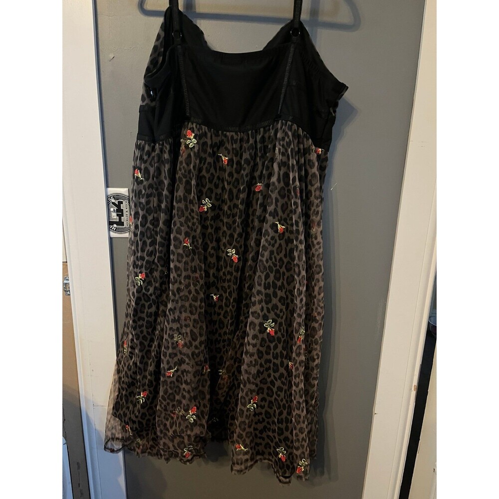 Torrid Betsey Johnson size 24 Black Leopard Bustier Mesh Skater Midi Dress - Picture 8 of 9